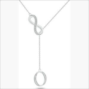 Sterling Silver Diamond Infinity Lariat Necklace with Initial Pendant